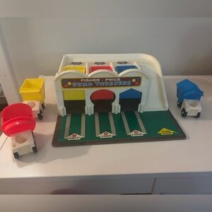 Vintage Fisher-Price Dump Truckers Set - Red, Blue, Yellow